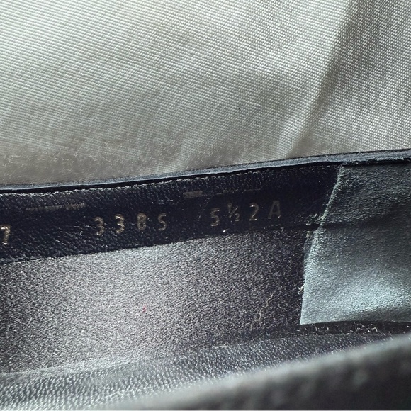 Salvatore Ferragamo Nubuck Pumps Black Satin Metallic Rosette Vintage Size 5.5B - Picture 6 of 8